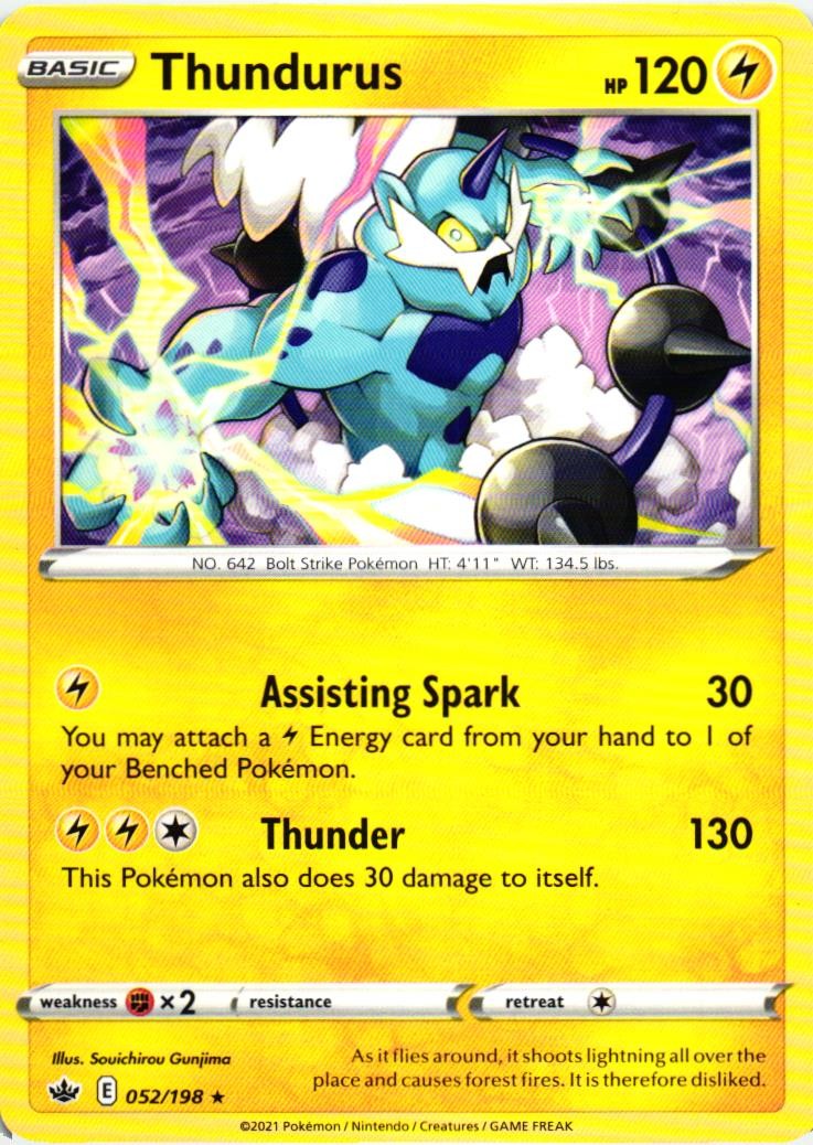 Pokemon Thundurus 52/198 Deck Exclusives Rare Lightly Played