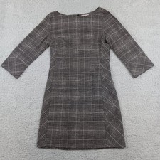 H&M Dress Shift Women XS Gray Glen Plaid 3/4 Sleeve Career 0724773 1