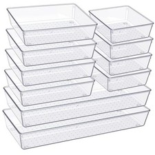 Drawer Organizer, 10 Pack Large Clear Plast Set, 3 Size Versatile 10PACK