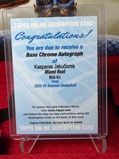 2025-26 Bowman Basketball Kasparas Jakucionis Base Chrome Auto Redemption