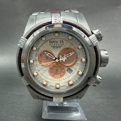 Invicta Bolt Zeus Chrono Watch Men 52mm White Dial Steel Date 14611 New Battery