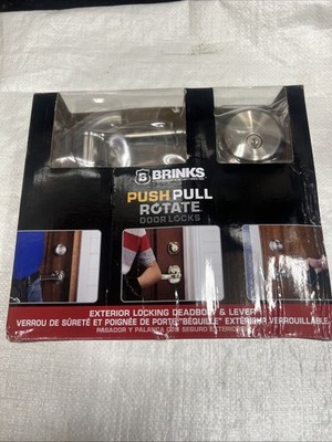 Brinks Push Pull Rotate Harper Satin Nickel Entry Lever and Deadbolt Set KW1