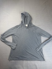 PACT Mens Large Pullover Hoodie Organic Cotton Blue/Gray Lightweight Flaw