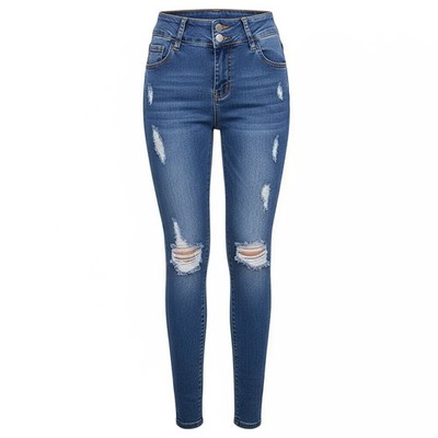 Jeans Expandex Desgastados con Botones