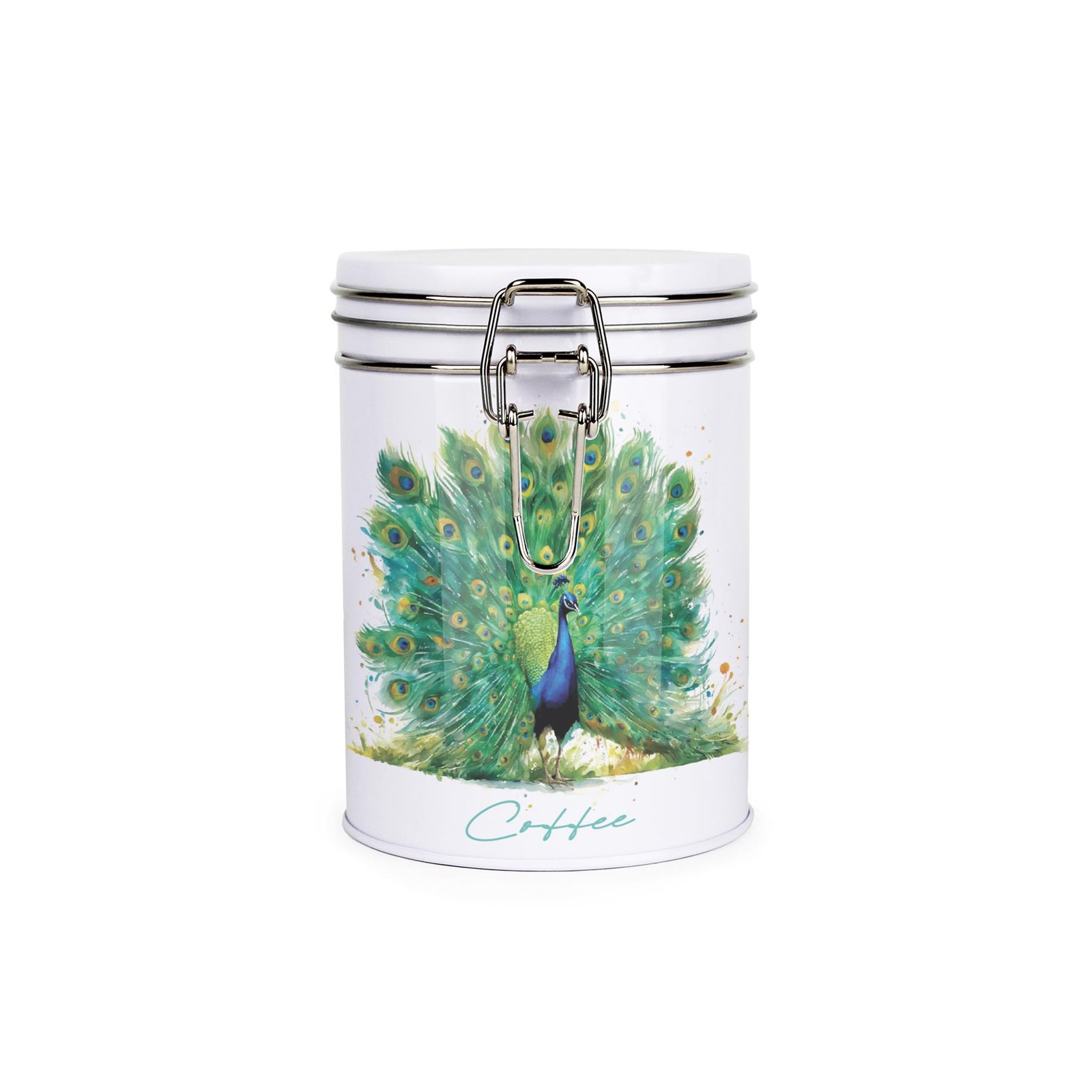 Purely Home Peacock Hot Drinks Canister - Coffee Storage Gift Tin