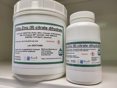 Zinc (II) citrate dihydrate, CAS 5990-32-9