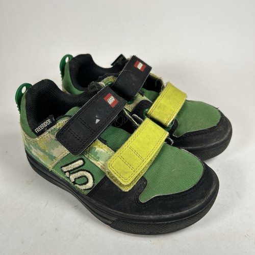 Size 11.5 - Five Ten Freerider Youth Cycling Shoes Green Blue Hook & Loop Lego