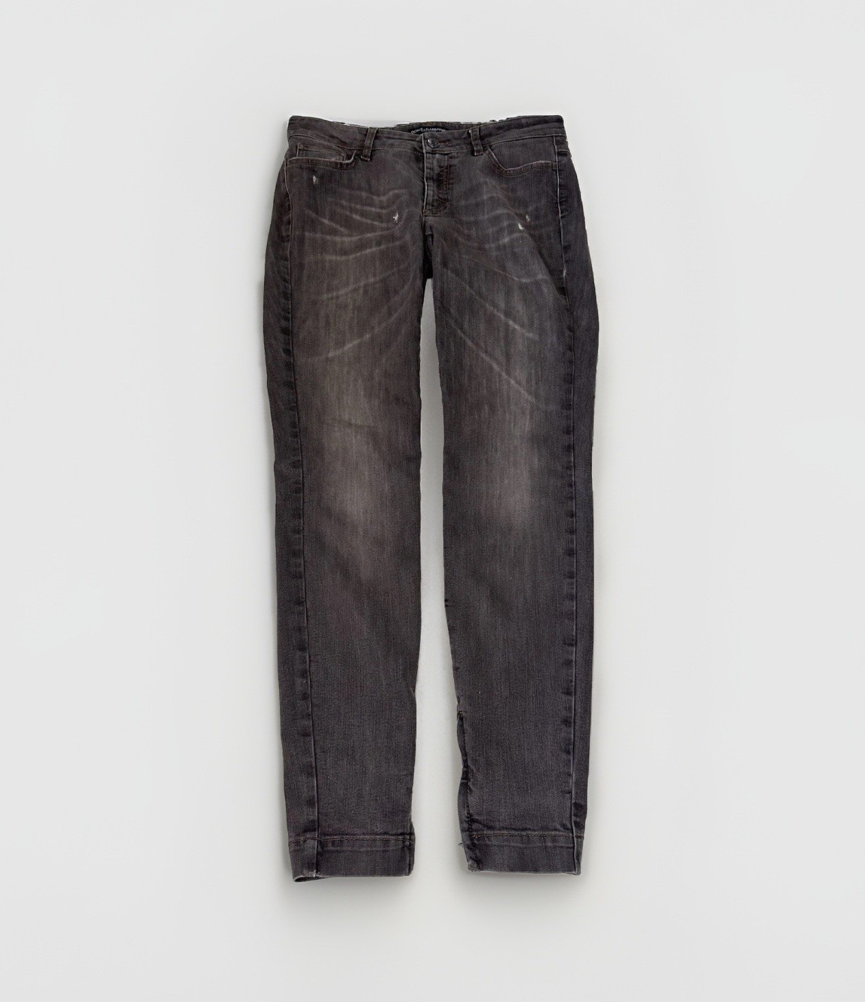 Dolce & Gabbana D&G Y2K Leopard Zip Hem Skinny Gray Jeans IT42 Italy