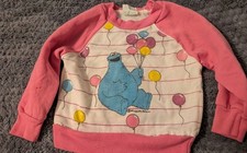Cookie Monster JCPenney Vintage 1980s Pink White Sweatshirt Size 2T Balloons