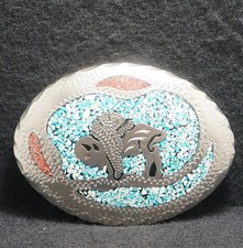 WH01139 NOS COOL VINTAGE 1970s  BUFFALO  WILDLIFE ANIMAL ARTWORK BELT BUCKLE