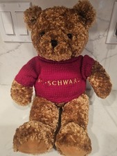 16" F.A.O Schwarz Brown Bear Stuffed Animal With Red Sweater Plush Toy