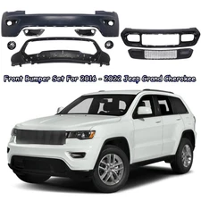 For 2016-2022 Jeep Grand Cherokee New Front Bumper Set Assembly Kit w/ Fog Light