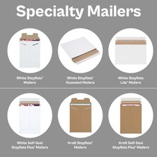 6-20" White/Kraft Specialty Flat Mailers Multi Size Pack 50-200 Per Case