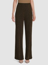 Halston Women's Gold Metallic Pull-On Wide-Leg Pants Size XL