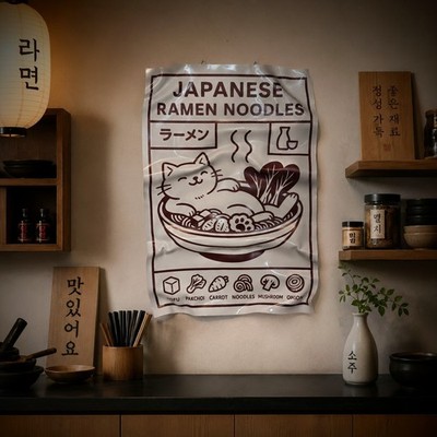 Gemälde JAPANISCHE RAMEN NOUDLES / Ramen Therapy - Zerknitterte Wirkung.