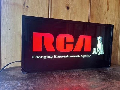Vintage RCA - Changing Entertainment Again Nipper Dog Lighted Store Display Sign