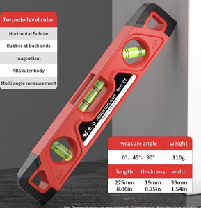 Magnetic Portable Torpedo Level 225mm ABS/Rubber Red/Black YSH-225001