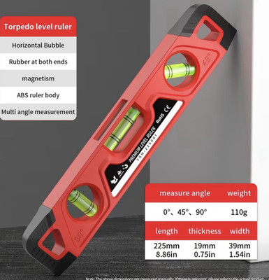Magnetic Portable Torpedo Level 225mm ABS/Rubber Red/Black YSH-225001