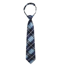Boys Tie Pre-tied Kids Tie, Boy Tie Adjustable Boys Black Tie for Blue Plaid