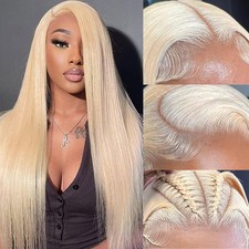 30 Inch 613 13x6 Lace Front Wig Human Hair Straight Blonde Wigs ENFLOKT Density