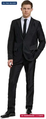 Offstream Men's Suit Solid Color -3 Piece Regular Fit with Jacket, Pants & Tie f