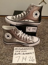 DS Converse Chuck Taylor All Star Hi Top Metallic Granite Silver Women s Sz 8.5