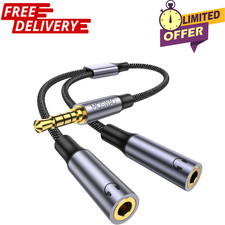 3.5mm Headphone Mic Splitter Adapter 2 Way Audio Cable PC Phone