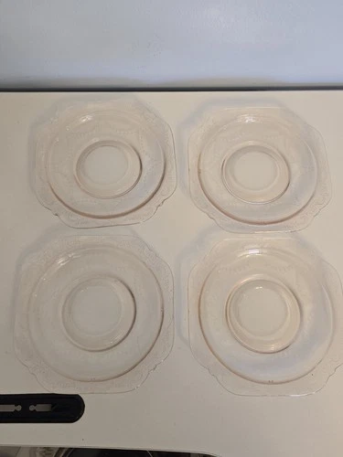 4 Pink Depression Glass Madrid Saucer for Cup 5.75" X 5.75"