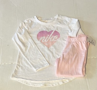 Girls Nike 2 Piece Outfit Long Sleeve T Shirt Leggings Size 5 Small
