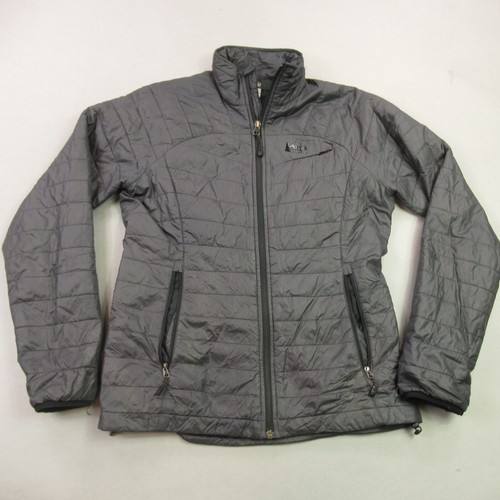 REI Jacket Womens Small Full Zip Long Sleeve Outdoors Puffer Gray