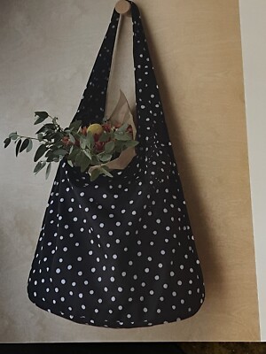CHICO S NWT $ 39 POLKA DOT PACKABLE BLACK/WHITE LIGHT WEIGHT  EASY TO CLEAN TOTE