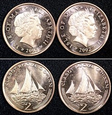 Isla de Man Isabel II 2002 2 Peniques GEMA BU KM# 1037 SELECCIÓN ALEATORIA (1 Moneda) (97)