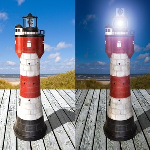 50 Cm Gartendeko Solar Leuchtturm Roter Sand Led Beleuchtung Solarbeleuchtung Ebay