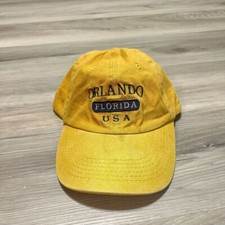 Vintage Orlando Flordia USA Strapback Hat Cap Yellow Adjustable Destination EUC