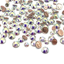 144 Mixed Sizes Swarovski 2078 Flatback HOTFIX iron on 3mm-5mm CRYSTAL AB 001 AB