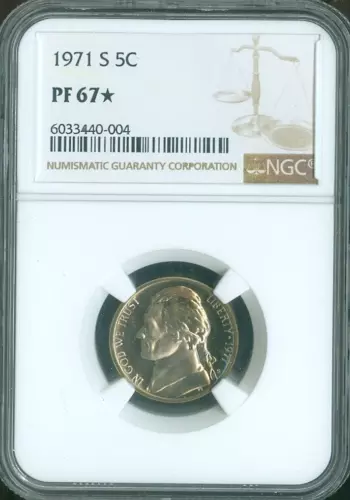 1971 S Jefferson Nickel NGC PF67 STAR Quality
