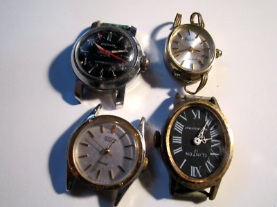4 VINTAGE LADIES' WATCHES WESTCLOX CLINTON CITIZEN PEDRE NO BANDS BBA-12