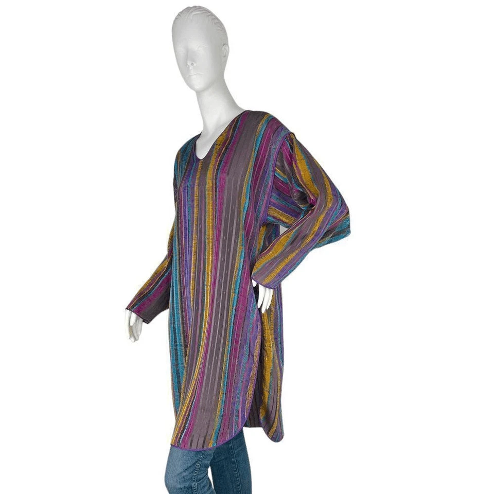 Top túnica a rayas Mary McFadden Collection I vintage años 90, pequeño Foto 3 de 4