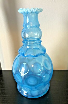 フェントンドットブルーベース フェントンドットブルーベース Vintage Fenton Art Glass Blue