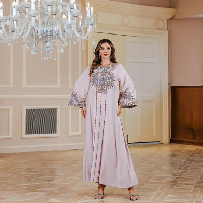 Moroccan Kaftan Long Robes Turkey Maxi Dress Women Caftan Islamic Ramadan Gown