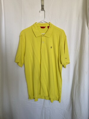 IZOD Bright Yellow Polo Shirt Short Sleeve Embroidered Logo Golf Rugby  Men’s L