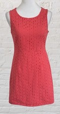 Forever 21 Bright Coral Eyelet A Line Sheath Dress Sz S Cottagecore Garden Party