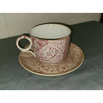 Vintage Floris Ligna Large Mug Saucer Soup Set