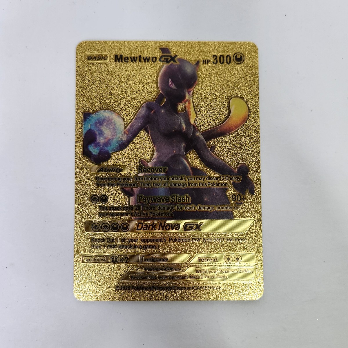 Mewtwo GX カード HP300 Pokemon Card Mewtwo GX Full Art 300HP Gold Foil Fan Art Mint