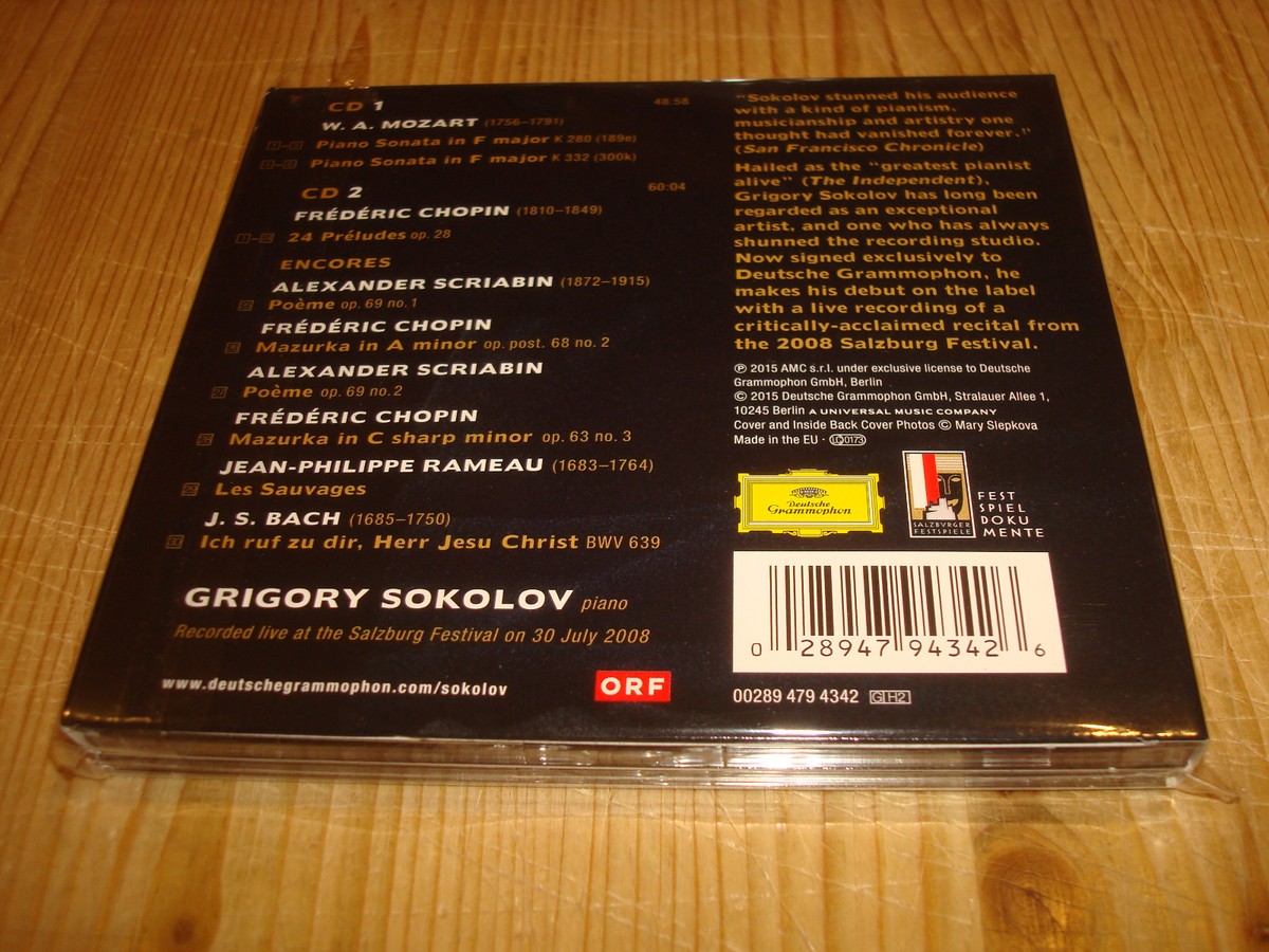 GRIGORY SOKOLOV The Salzburg Recital DGG 2CD 4794342 Signed
