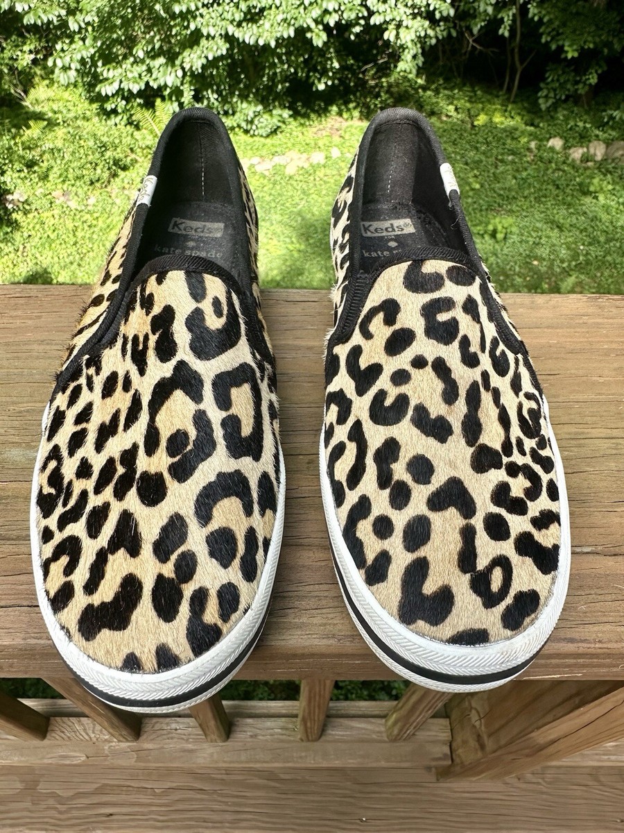 Kate Spade Keds Double Decker Leopard Print Slip On Sneaker Shoe Womens Sz 