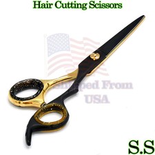 Razor Edge Hair Cutting Scissors Black  Gold 6" Instrument BTS-399