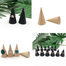 20/40PC Wood Cone Ring Holder Durable Finger Jewelry Display Stand DIY Craft