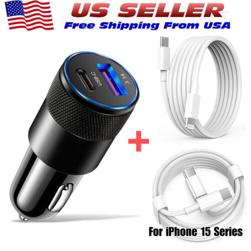 30W Fast Charge USB PD Type-C Car Charger Adapter For iPhone 15 14 13 12 Pro Max - Afbeelding 1 van 17