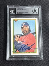 IVAN CALDERON 1990 BOWMAN SIGNED AUTOGRAPHED CARD BECKETT BAS AUTHENTIC